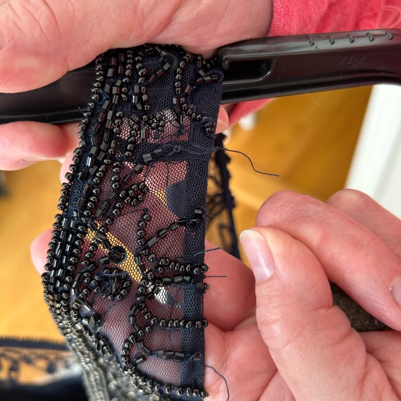 Adrianna Papell navy beaded v-neck dress.  Size 16 - Picture 7 of 11